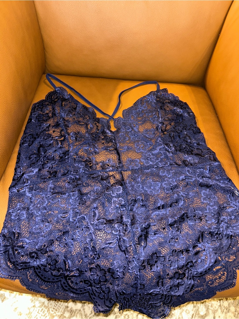 Lace Cami Tank Top in Navy - Women's Intimates